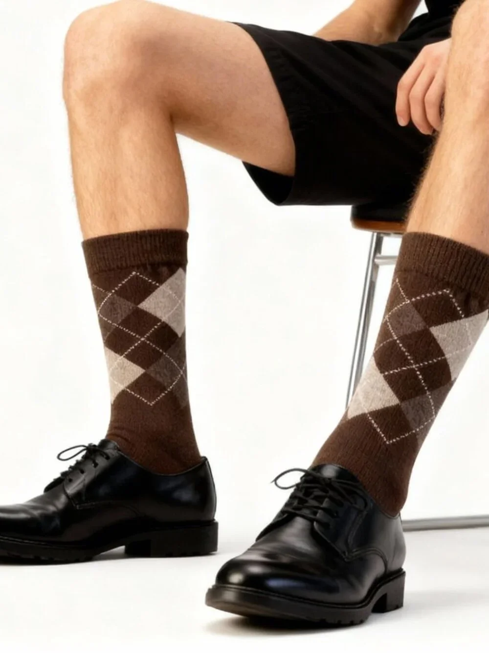 6 Pairs Classic Comfort Meets Timeless Style: Men's Argyle Crew Socks
